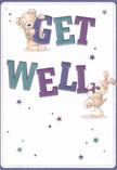 Cheerfulness flourishes in this get well card, where a lovable teddy bear and a wide-eyed puppy emerge playfully from a gentle cream canvas. Their joyful energy leaps from the scene as each figure lovingly steadies colourful letters spelling 'Get Well,' the deep teal and indigo hues of the text shining with hope, much like the lively storefronts and tranquil greens of Tufnell Park. Blue and purple stars glimmer in scattered patterns, adding a layer of magic and quiet encouragement as if echoing the supportive wishes shared among neighbours. The soft brushstrokes and velvety textures of the bear and puppy fur create a palpable sense of comfort; it is easy to imagine their embrace as reassuring as a freshly arranged bouquet ready for local delivery. The overall design is infused with warmth and sincerity-gentle yet vibrant, breezy yet deeply caring. Just as a thoughtful flower arrangement lifts the mood of a room, this card radiates compassion, making it a wonderful gesture of support and kindness for anyone recovering in the heart of Tufnell Park.